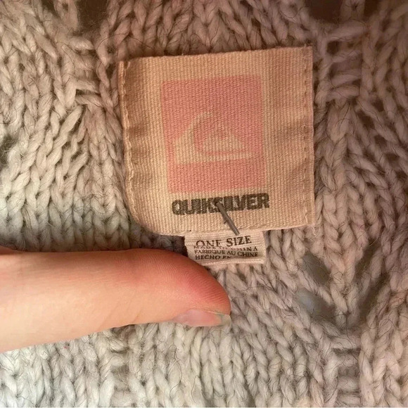 Quicksilver Tan Knit Poncho Sweater Fringe Shrug Wool Boho Turtle Neck Cream - Picture 5 of 8